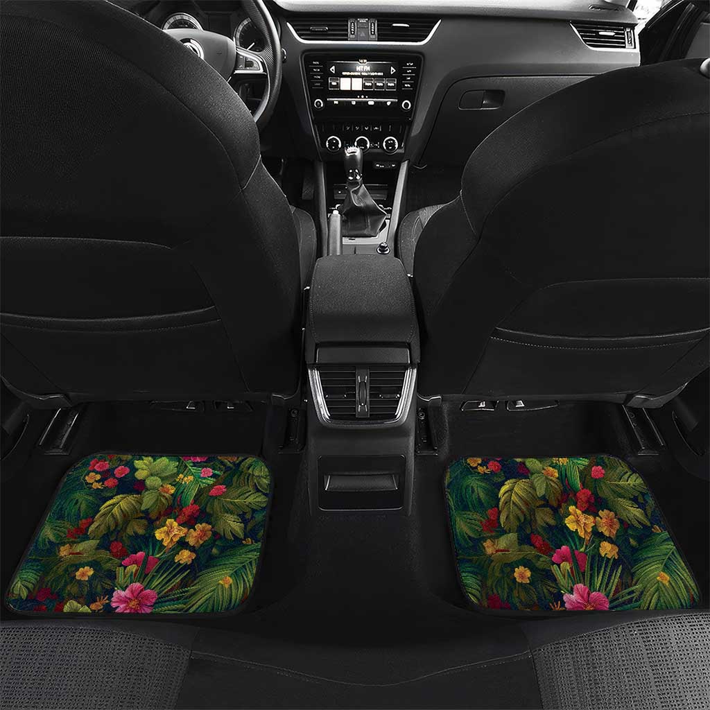 Meri Kirihimete Kakapo Santa Car Mats Merry Christmas with Tropical Vibe LT9 Set 2pcs - Back Green - Polynesian Pride