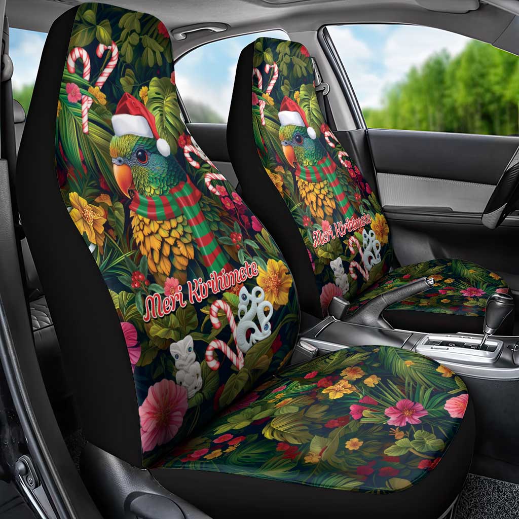 Meri Kirihimete Kakapo Santa Car Seat Cover Merry Christmas with Tropical Vibe