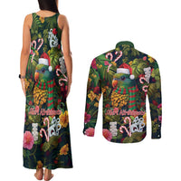 Meri Kirihimete Kakapo Santa Couples Matching Tank Maxi Dress and Long Sleeve Button Shirt Merry Christmas with Tropical Vibe