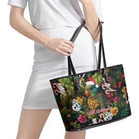 Meri Kirihimete Kakapo Santa Leather Tote Bag Merry Christmas with Tropical Vibe LT9 - Polynesian Pride
