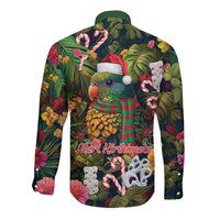 Meri Kirihimete Kakapo Santa Long Sleeve Button Shirt Merry Christmas with Tropical Vibe LT9 - Polynesian Pride