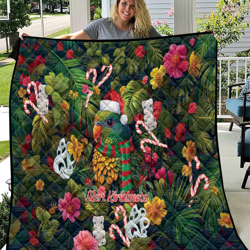 Meri Kirihimete Kakapo Santa Quilt Merry Christmas with Tropical Vibe LT9 Green - Polynesian Pride