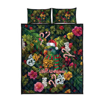 Meri Kirihimete Kakapo Santa Quilt Bed Set Merry Christmas with Tropical Vibe