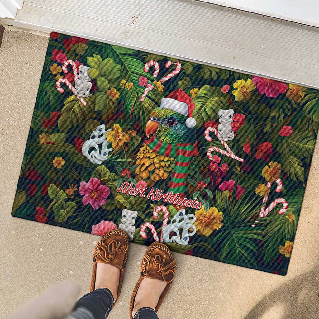 Meri Kirihimete Kakapo Santa Rubber Doormat Merry Christmas with Tropical Vibe LT9 - Polynesian Pride