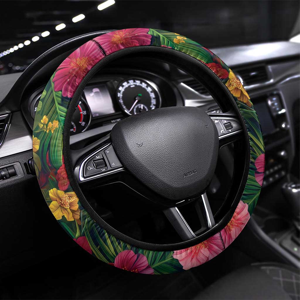 Meri Kirihimete Kakapo Santa Steering Wheel Cover Merry Christmas with Tropical Vibe