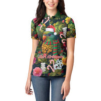 Meri Kirihimete Kakapo Santa Women Polo Shirt Merry Christmas with Tropical Vibe