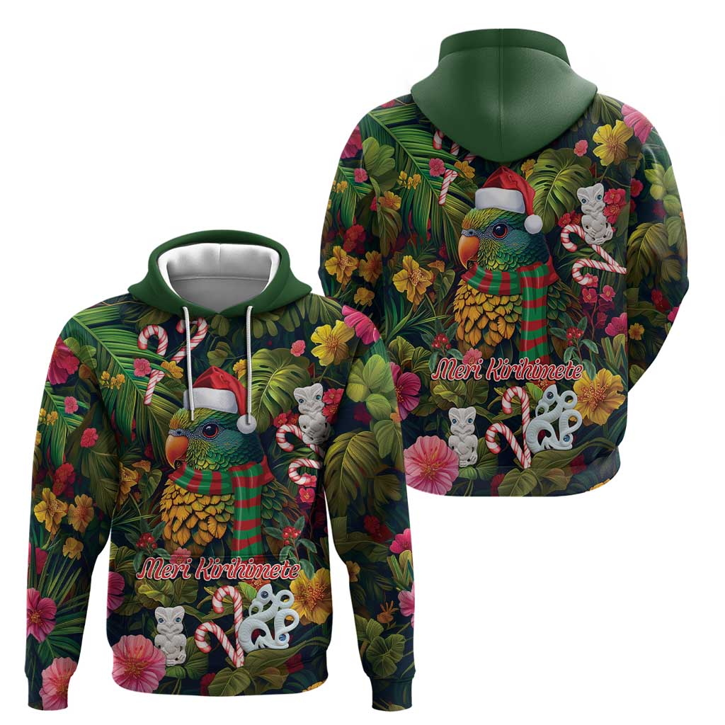 Meri Kirihimete Kakapo Santa Zip Hoodie Merry Christmas with Tropical Vibe