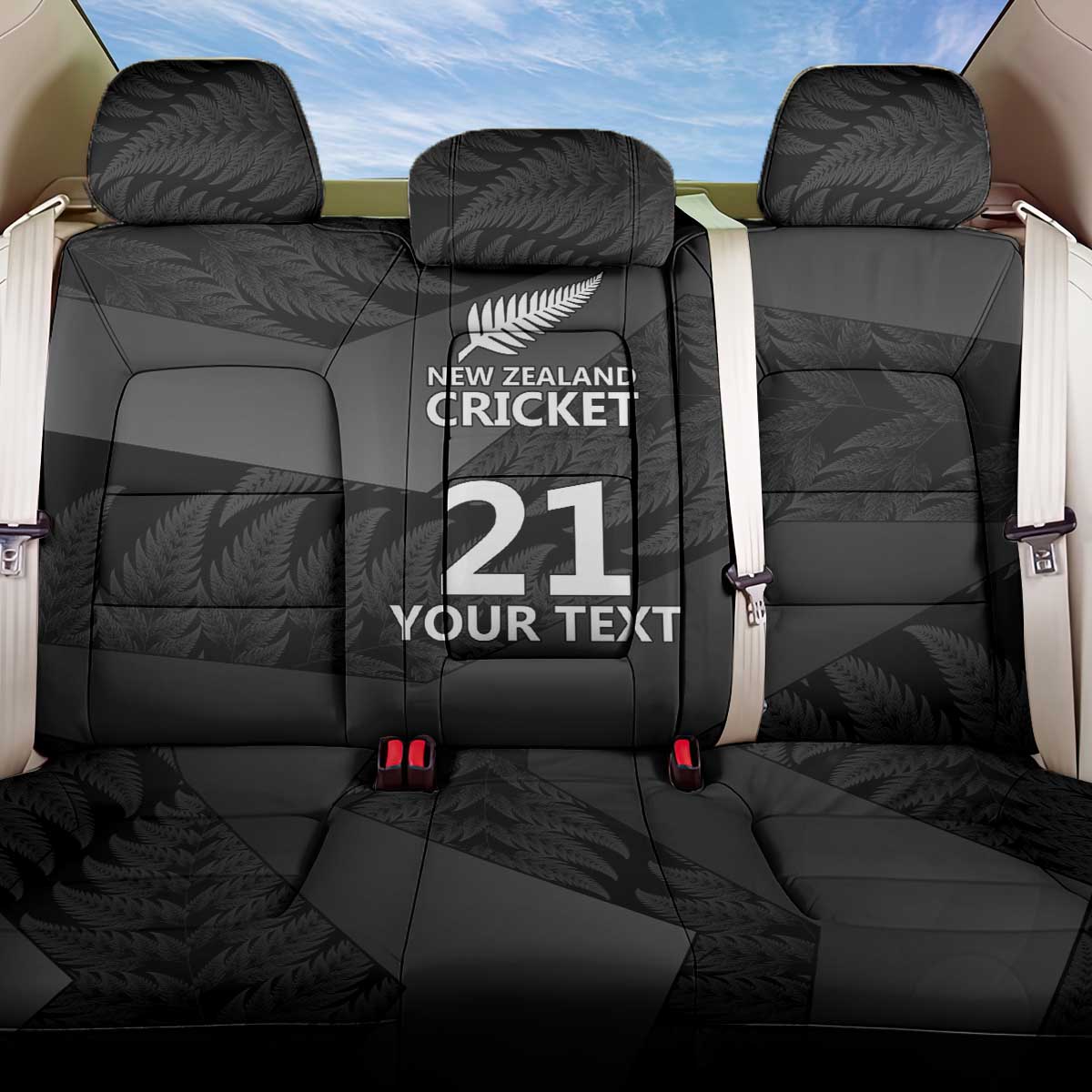 New Zealand Cricket Custom Back Car Seat Cover Potae Pango Black Fern Pattern