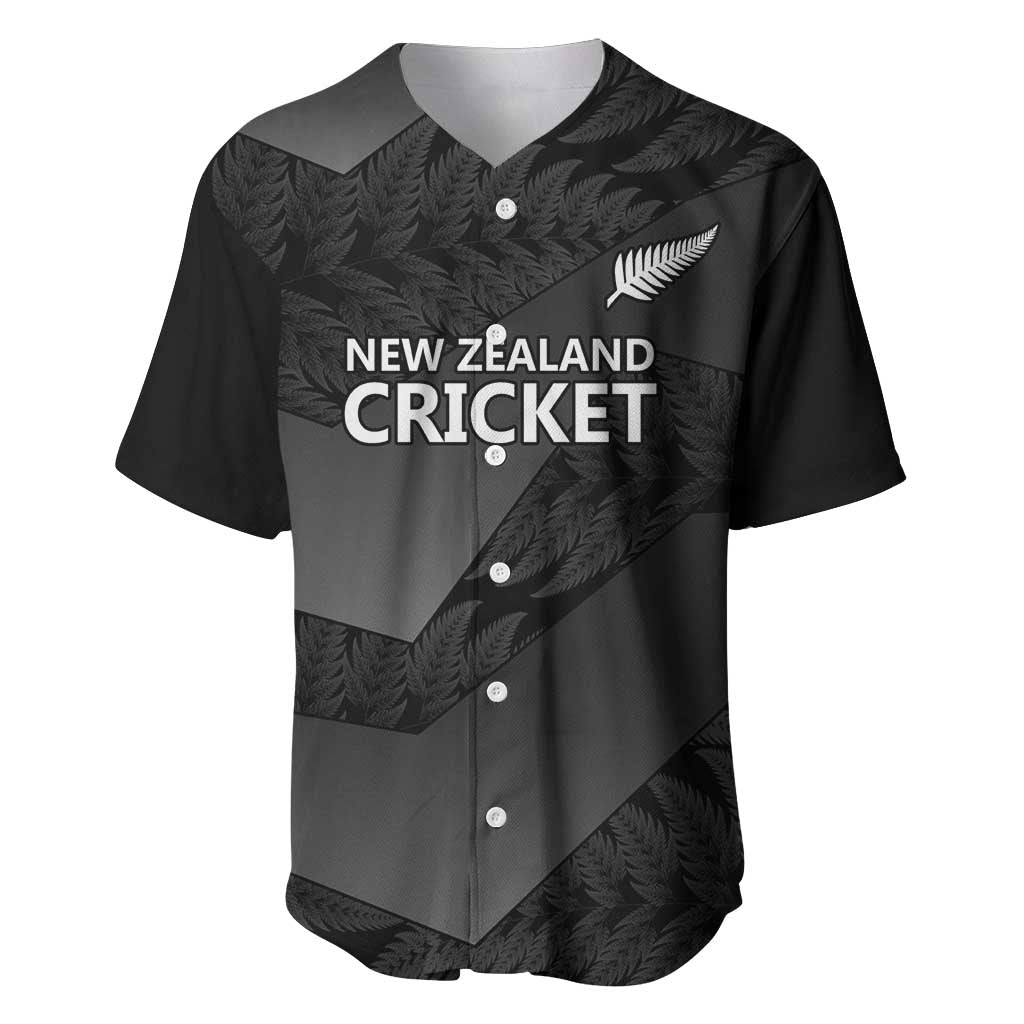 New Zealand Cricket Custom Baseball Jersey Potae Pango Black Fern Pattern LT9 Black - Polynesian Pride