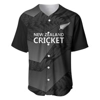 New Zealand Cricket Custom Baseball Jersey Potae Pango Black Fern Pattern LT9 Black - Polynesian Pride