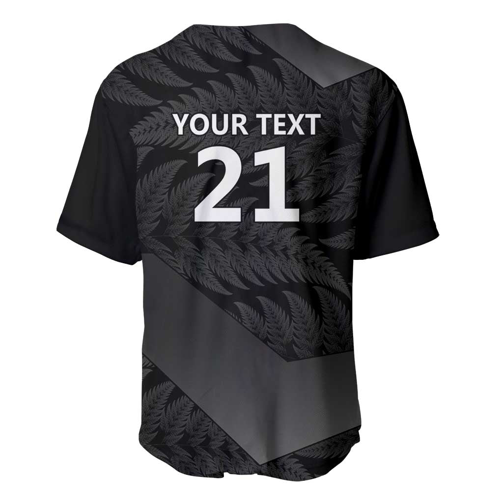 New Zealand Cricket Custom Baseball Jersey Potae Pango Black Fern Pattern LT9 - Polynesian Pride
