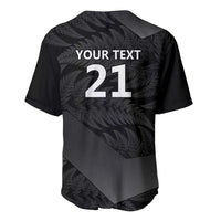 New Zealand Cricket Custom Baseball Jersey Potae Pango Black Fern Pattern LT9 - Polynesian Pride