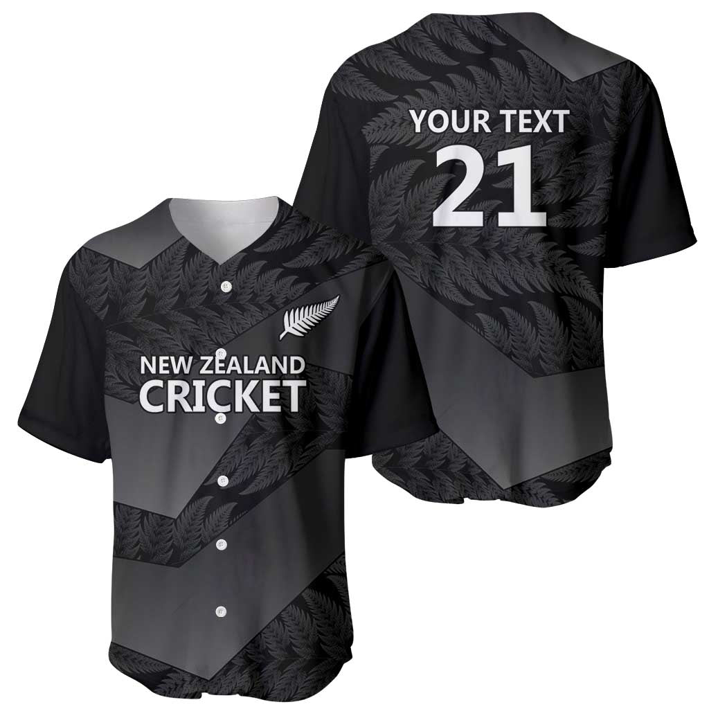 New Zealand Cricket Custom Baseball Jersey Potae Pango Black Fern Pattern LT9 - Polynesian Pride