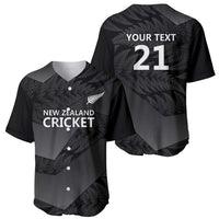 New Zealand Cricket Custom Baseball Jersey Potae Pango Black Fern Pattern LT9 - Polynesian Pride