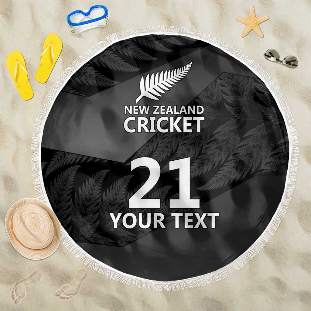 New Zealand Cricket Custom Beach Blanket Potae Pango Black Fern Pattern