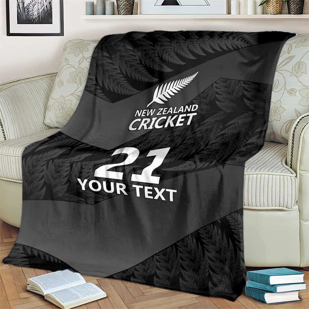 New Zealand Cricket Custom Blanket Potae Pango Black Fern Pattern