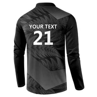 New Zealand Cricket Custom Button Sweatshirt Potae Pango Black Fern Pattern LT9 - Polynesian Pride