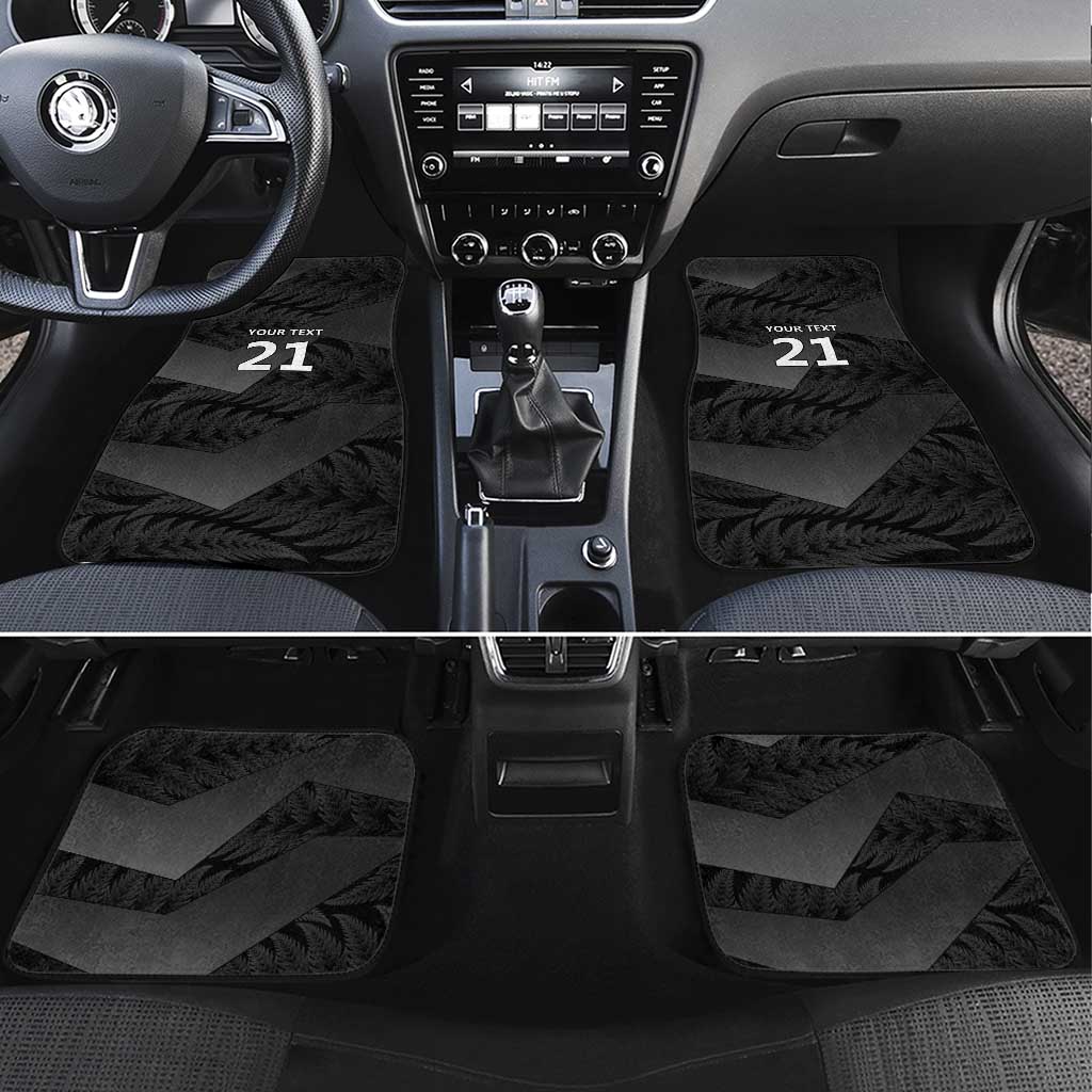 New Zealand Cricket Custom Car Mats Potae Pango Black Fern Pattern