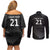 New Zealand Cricket Custom Couples Matching Off Shoulder Short Dress and Long Sleeve Button Shirt Potae Pango Black Fern Pattern