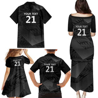 New Zealand Cricket Custom Family Matching Puletasi and Hawaiian Shirt Potae Pango Black Fern Pattern LT9 - Polynesian Pride