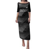 New Zealand Cricket Custom Family Matching Puletasi and Hawaiian Shirt Potae Pango Black Fern Pattern LT9 Mom's Dress Black - Polynesian Pride