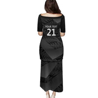 New Zealand Cricket Custom Family Matching Puletasi and Hawaiian Shirt Potae Pango Black Fern Pattern LT9 - Polynesian Pride