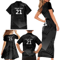 New Zealand Cricket Custom Family Matching Short Sleeve Bodycon Dress and Hawaiian Shirt Potae Pango Black Fern Pattern LT9 - Polynesian Pride