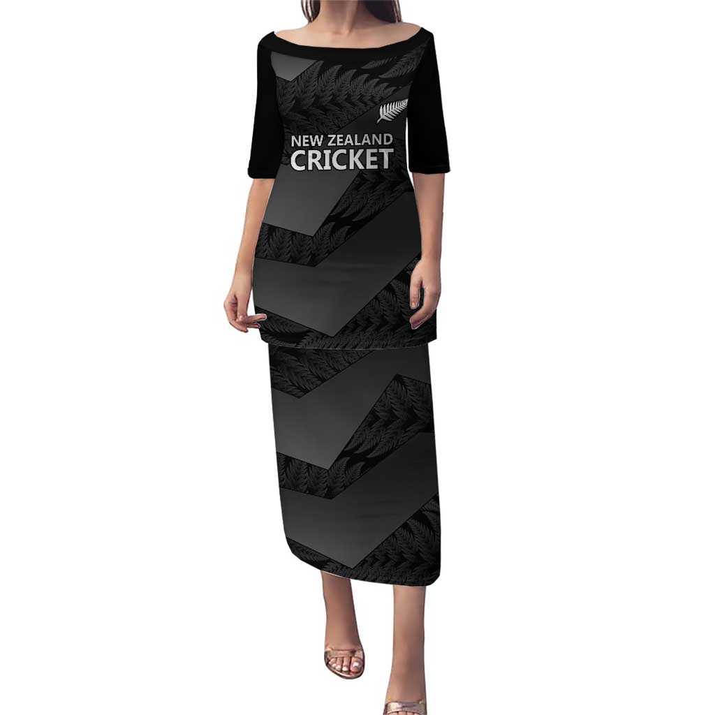 New Zealand Cricket Custom Puletasi Potae Pango Black Fern Pattern