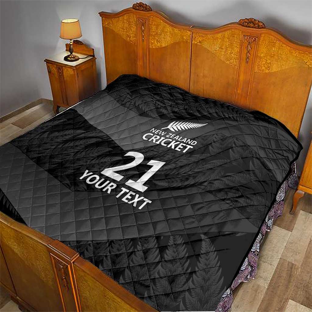 New Zealand Cricket Custom Quilt Potae Pango Black Fern Pattern LT9 - Polynesian Pride