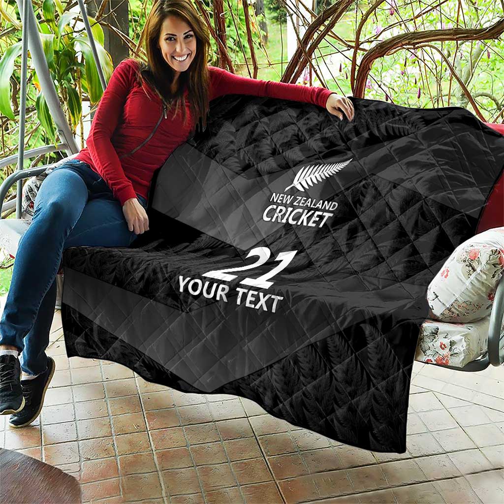 New Zealand Cricket Custom Quilt Potae Pango Black Fern Pattern LT9 - Polynesian Pride