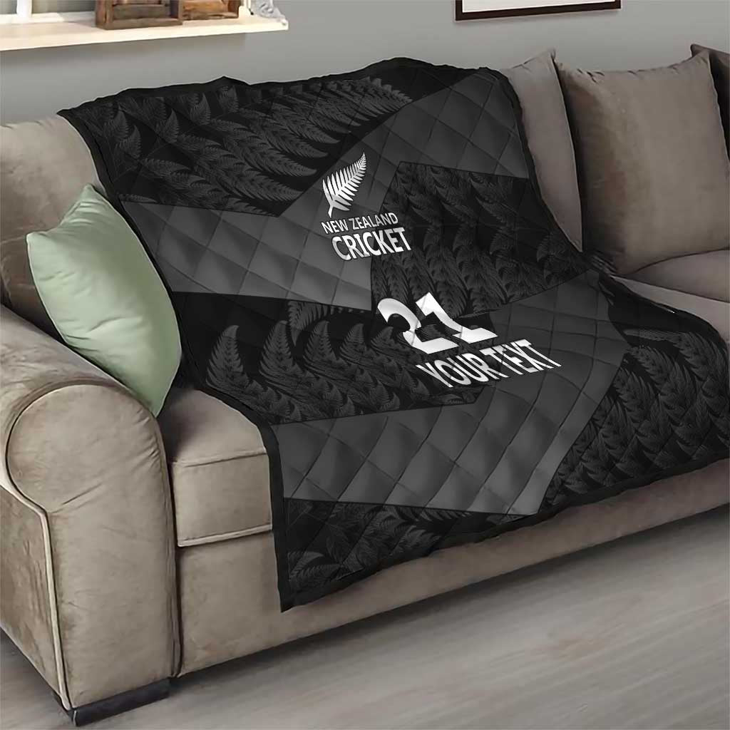 New Zealand Cricket Custom Quilt Potae Pango Black Fern Pattern LT9 - Polynesian Pride
