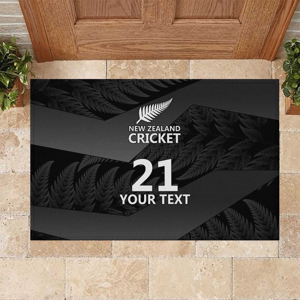 New Zealand Cricket Custom Rubber Doormat Potae Pango Black Fern Pattern LT9 Black - Polynesian Pride