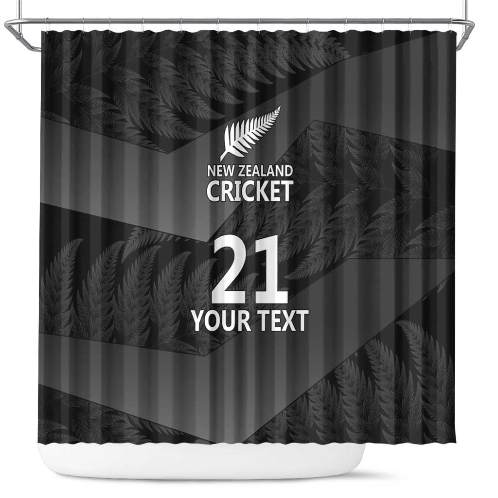 New Zealand Cricket Custom Shower Curtain Potae Pango Black Fern Pattern