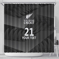 New Zealand Cricket Custom Shower Curtain Potae Pango Black Fern Pattern