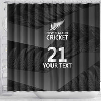 New Zealand Cricket Custom Shower Curtain Potae Pango Black Fern Pattern