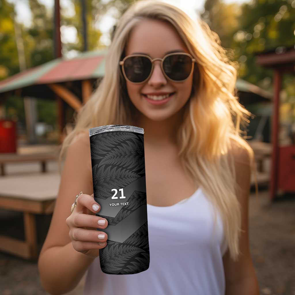 New Zealand Cricket Custom Skinny Tumbler Potae Pango Black Fern Pattern