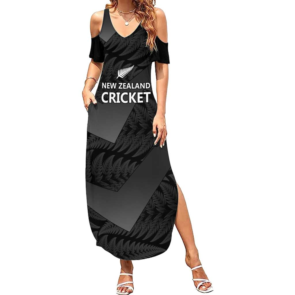 New Zealand Cricket Custom Summer Maxi Dress Potae Pango Black Fern Pattern