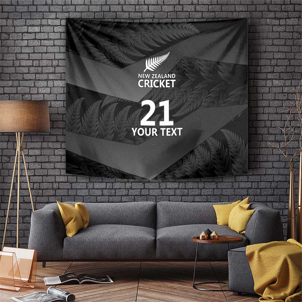 New Zealand Cricket Custom Tapestry Potae Pango Black Fern Pattern