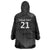 New Zealand Cricket Custom Wearable Blanket Hoodie Potae Pango Black Fern Pattern