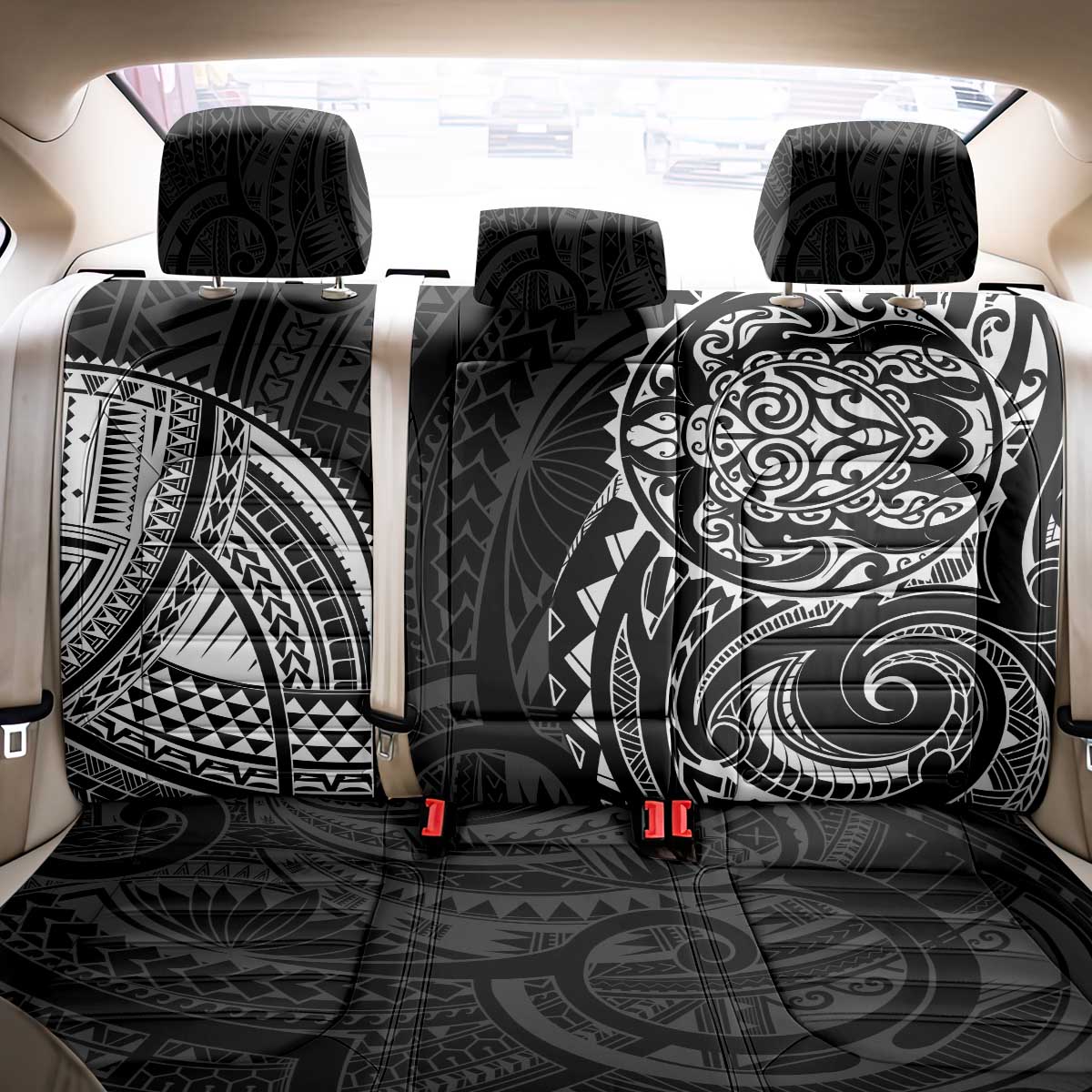 Polynesian Turtle Tribal Tattoo Back Car Seat Cover Black Style