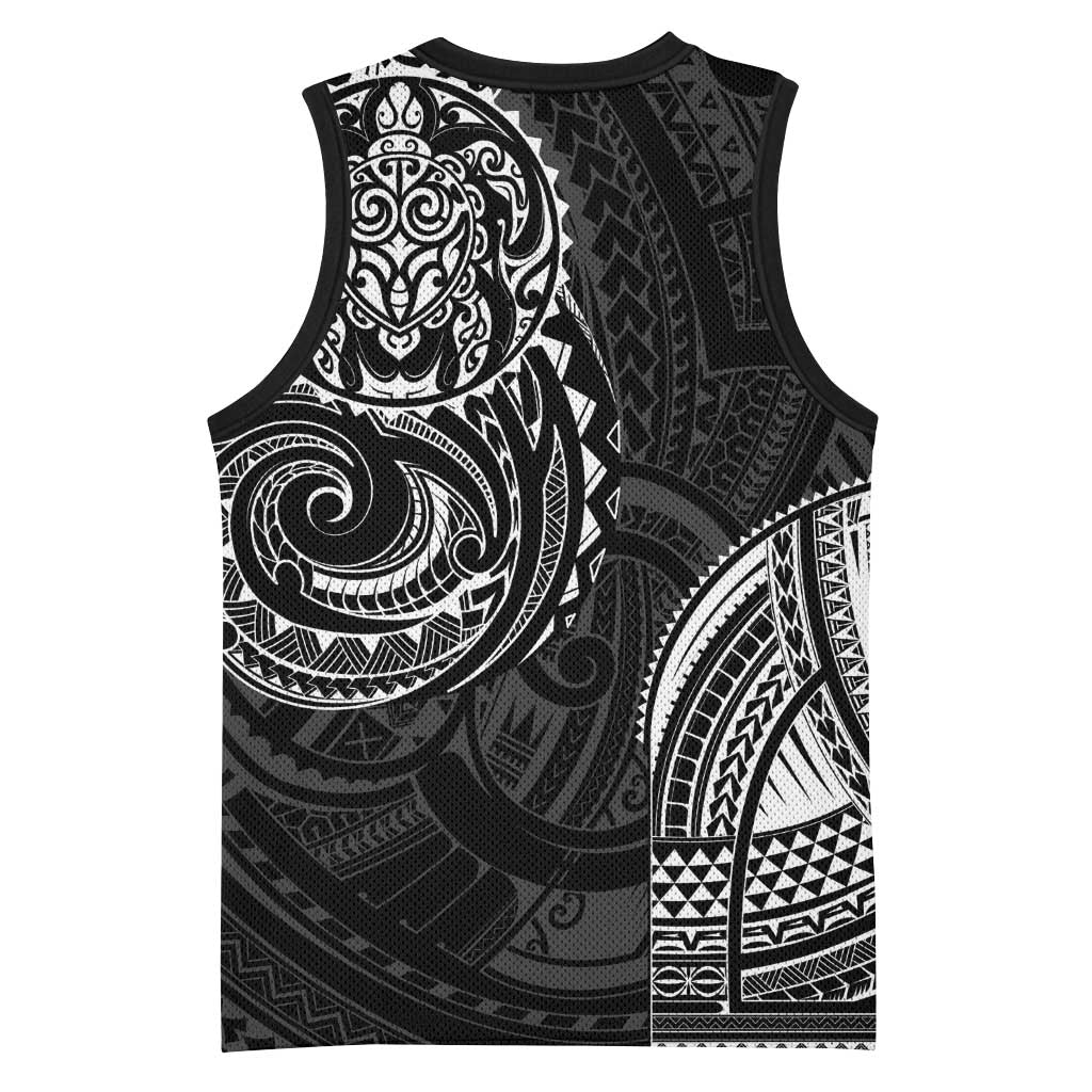 Polynesian Turtle Tribal Tattoo Basketball Jersey Black Style - Polynesian Pride