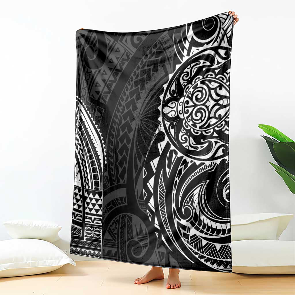 Polynesian Turtle Tribal Tattoo Blanket Black Style