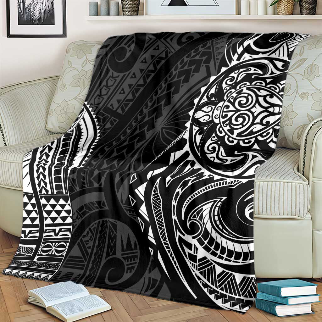 Polynesian Turtle Tribal Tattoo Blanket Black Style