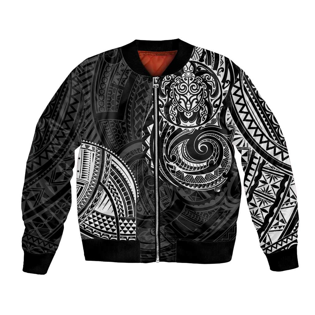 Polynesian Turtle Tribal Tattoo Bomber Jacket Black Style