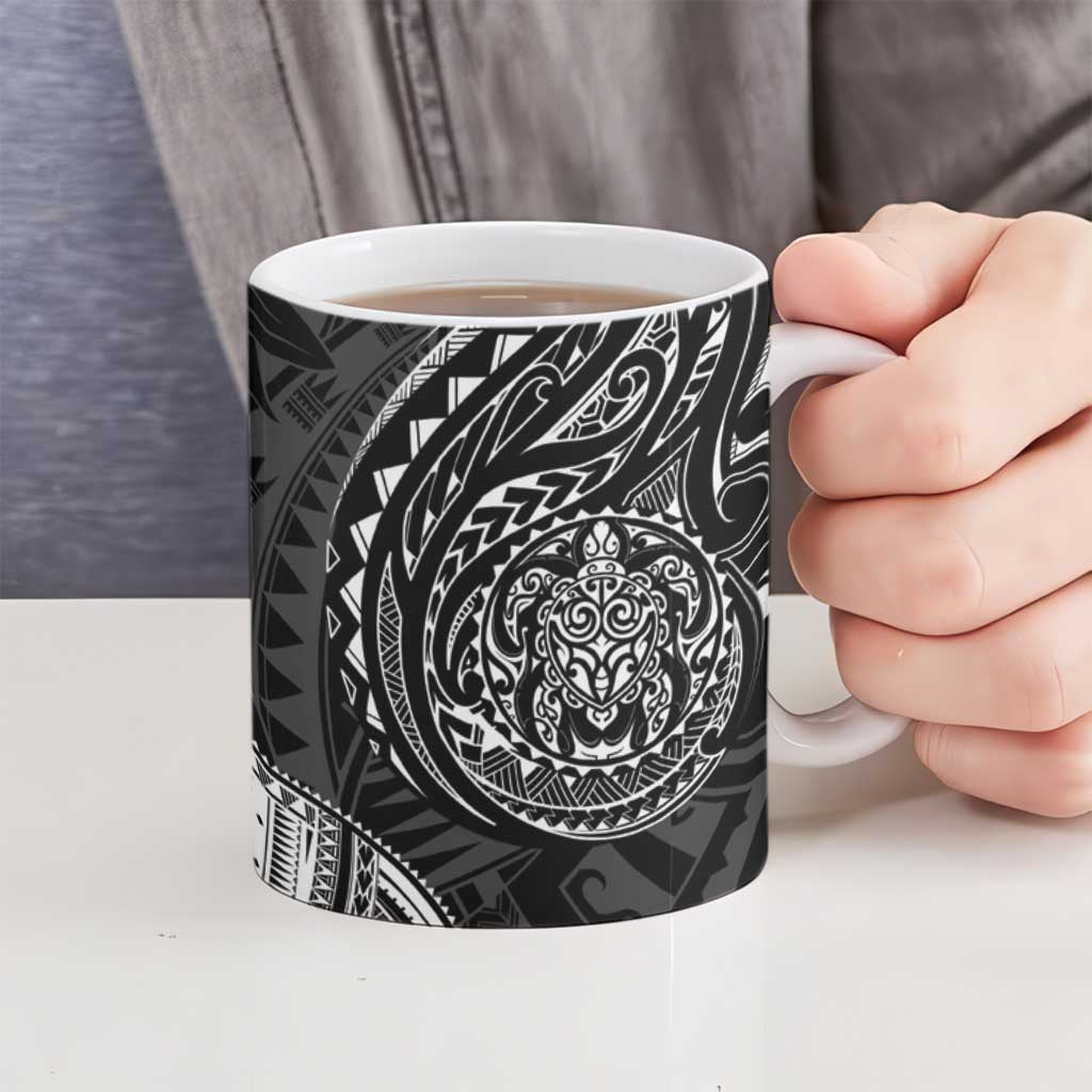 Polynesian Turtle Tribal Tattoo Ceramic Mug Black Style - Polynesian Pride
