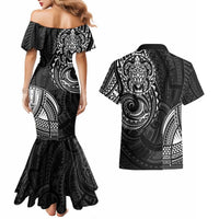 Polynesian Turtle Tribal Tattoo Couples Matching Mermaid Dress and Hawaiian Shirt Black Style LT9 - Polynesian Pride