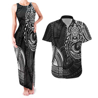 Polynesian Turtle Tribal Tattoo Couples Matching Tank Maxi Dress and Hawaiian Shirt Black Style LT9 Black - Polynesian Pride