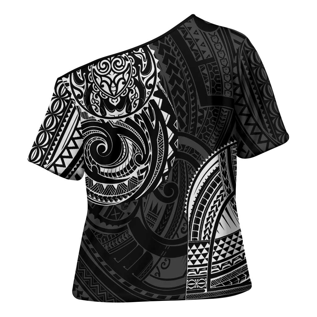 Polynesian Turtle Tribal Tattoo Cross Shoulder Shirt Black Style - Polynesian Pride