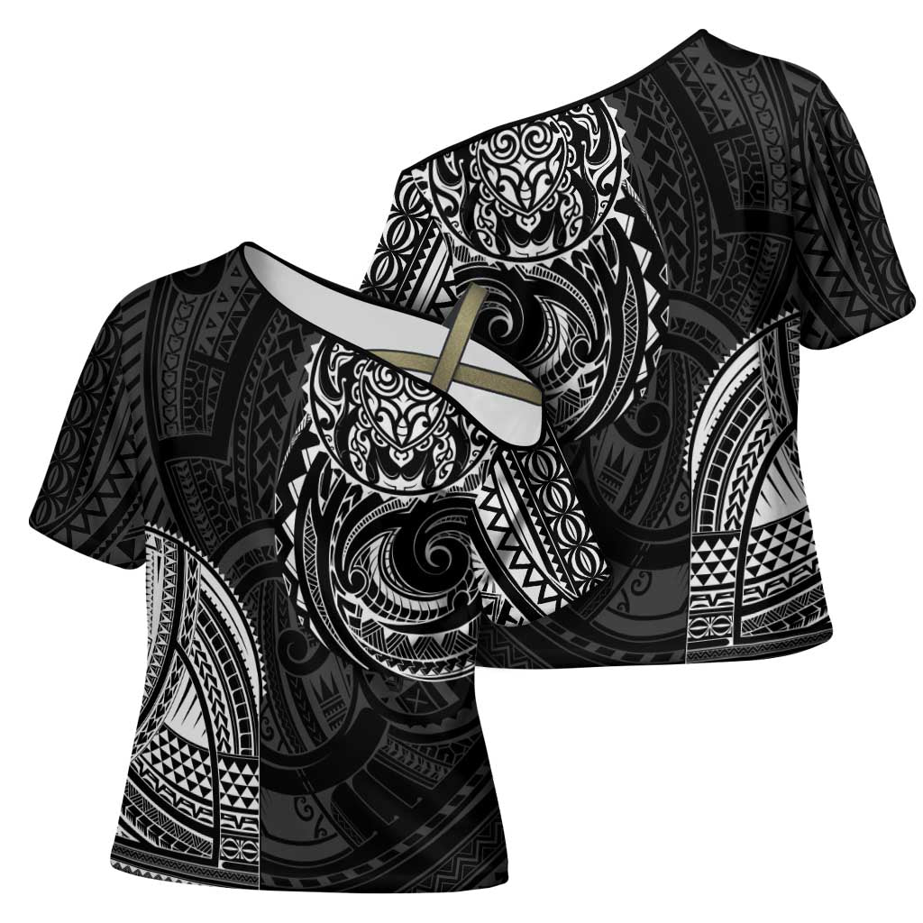 Polynesian Turtle Tribal Tattoo Cross Shoulder Shirt Black Style - Polynesian Pride