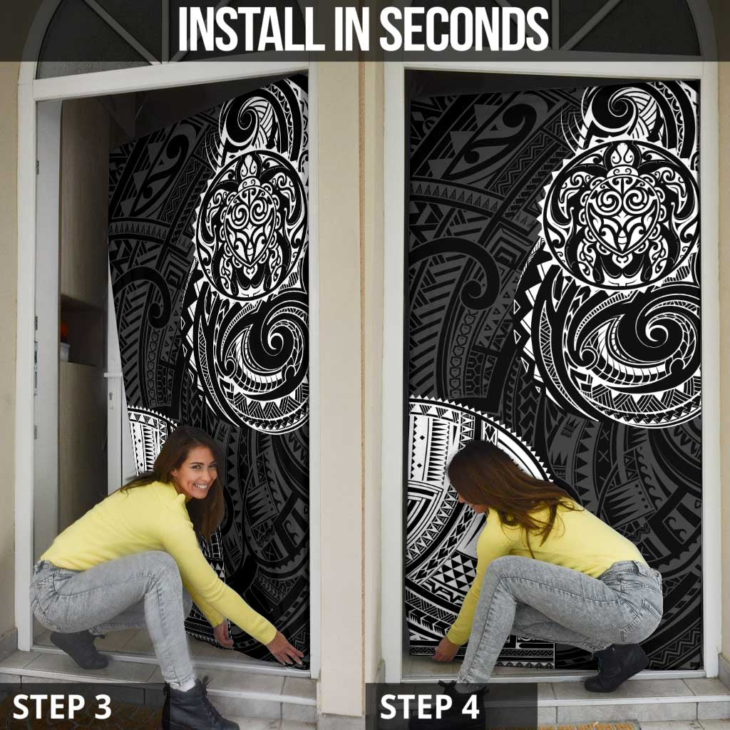 Polynesian Turtle Tribal Tattoo Door Cover Black Style - Polynesian Pride